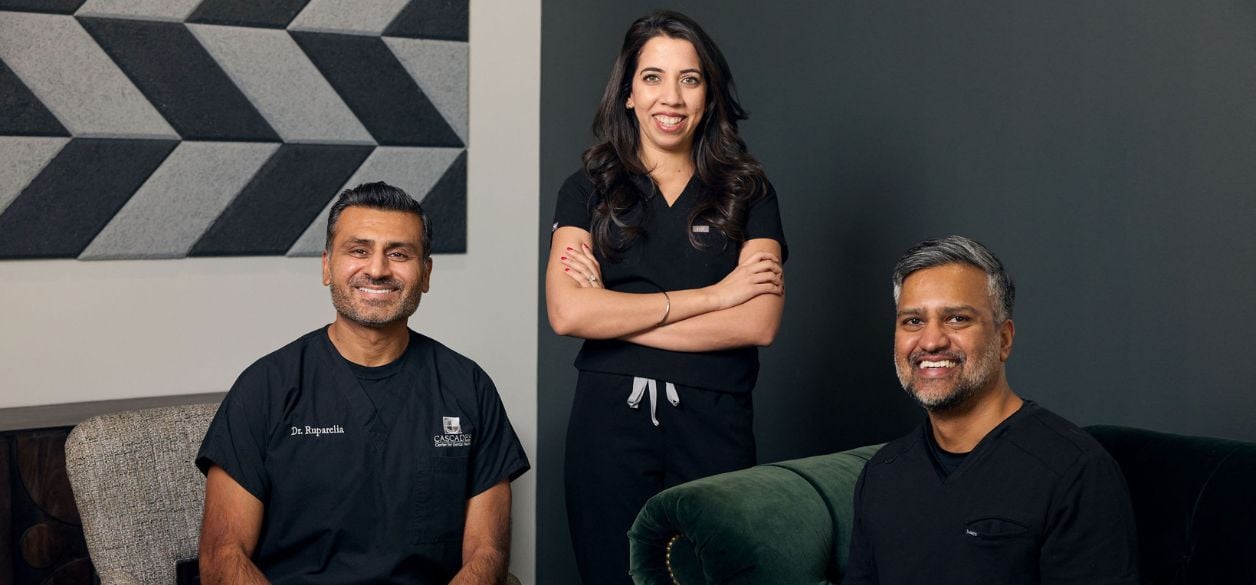 Dr. Shreyesh Ruparelia, Dr. Gurbani Makkar, and Dr. Sultan Muhammad of CascadesONE Dental