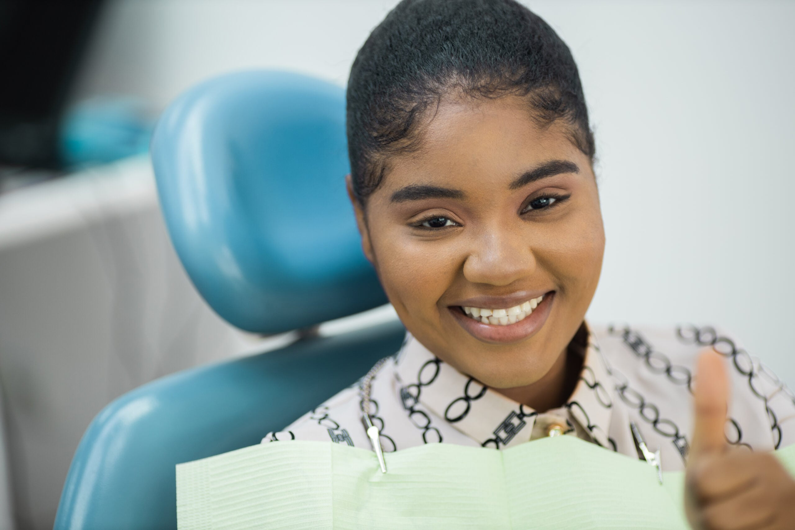 Woman smiling at dental visit